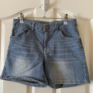 Striped Jean Shorts